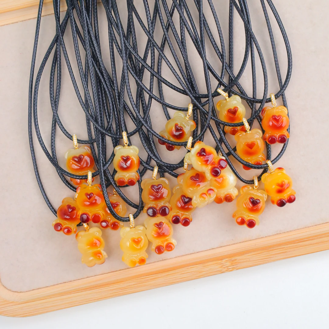 【琪琪珠宝】俏色可爱蜜蜡小熊吊坠——多样性发货发其一