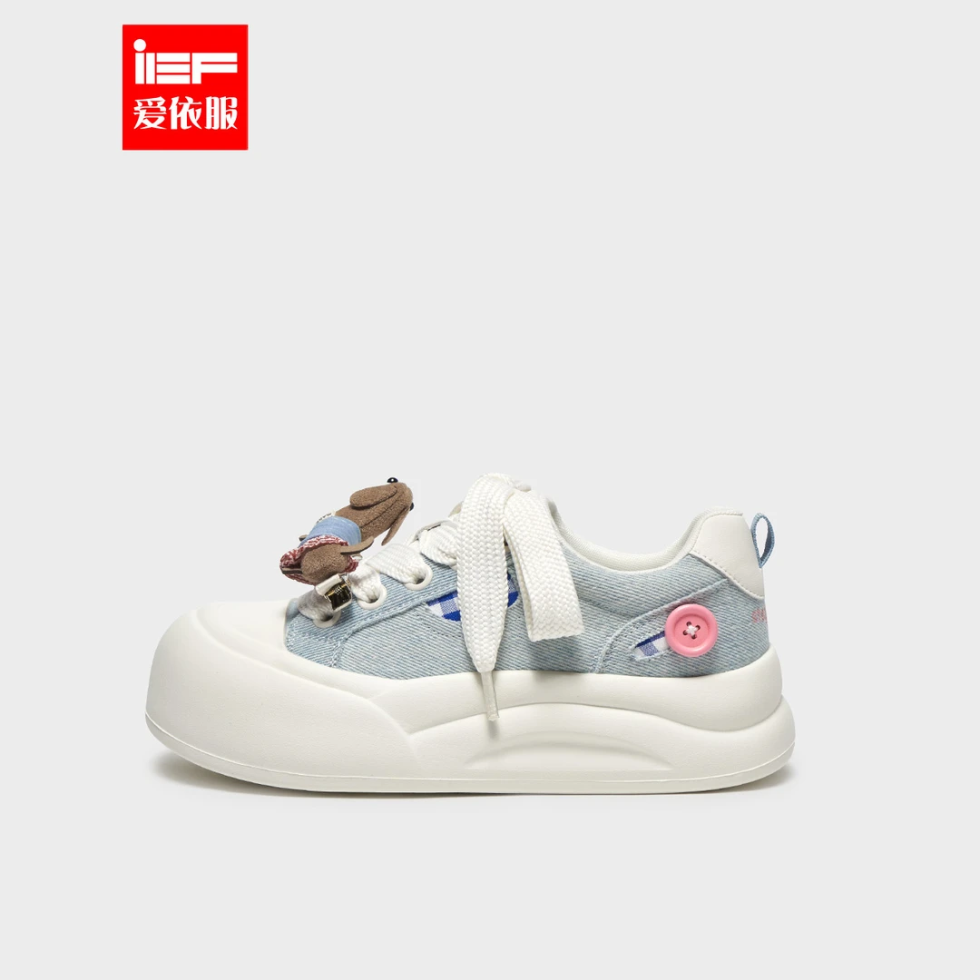 IEF/爱依服女鞋2025新款韩版可爱设计感百搭低帮厚底帆布鞋流光风