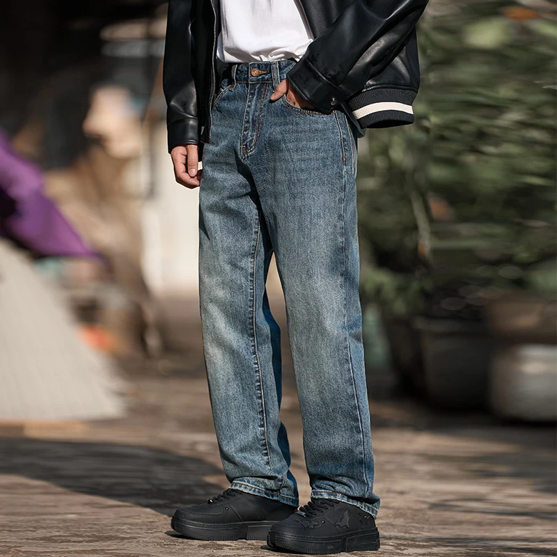 美式潮牌牛仔裤男春秋季宽松直筒男裤2025新款高街水洗休闲长裤子