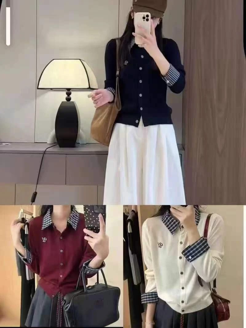5875-早秋重工刺绣撞色百搭衫