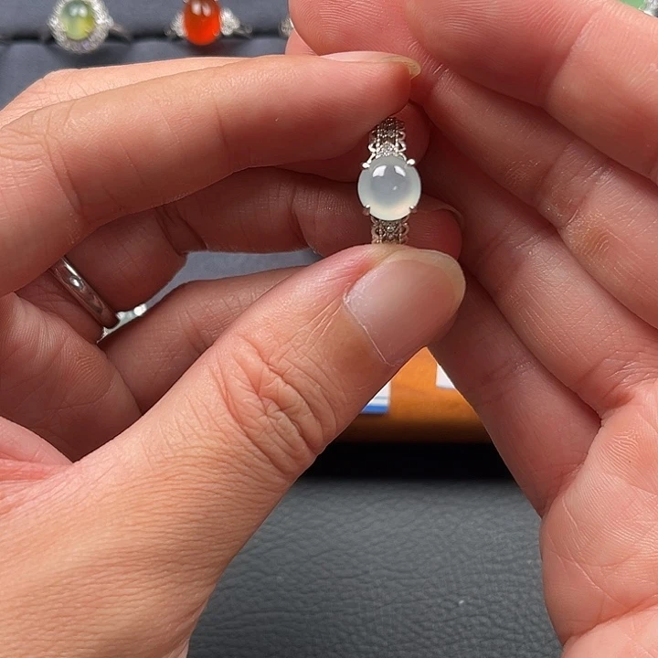 翡翠银S925镶嵌戒指缅甸A货翡翠