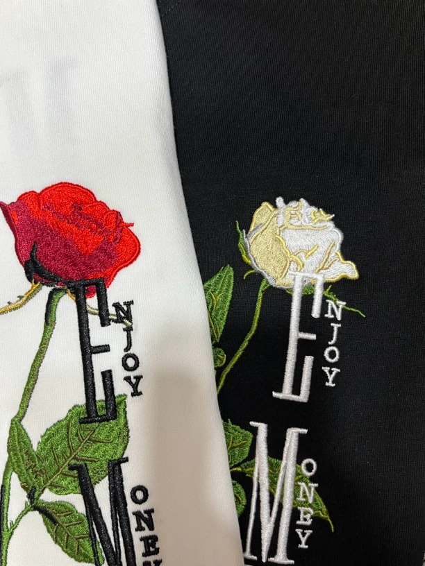 M玫瑰-夏季休闲印花白色黑色宽松T恤ins集合链接复古男女同款