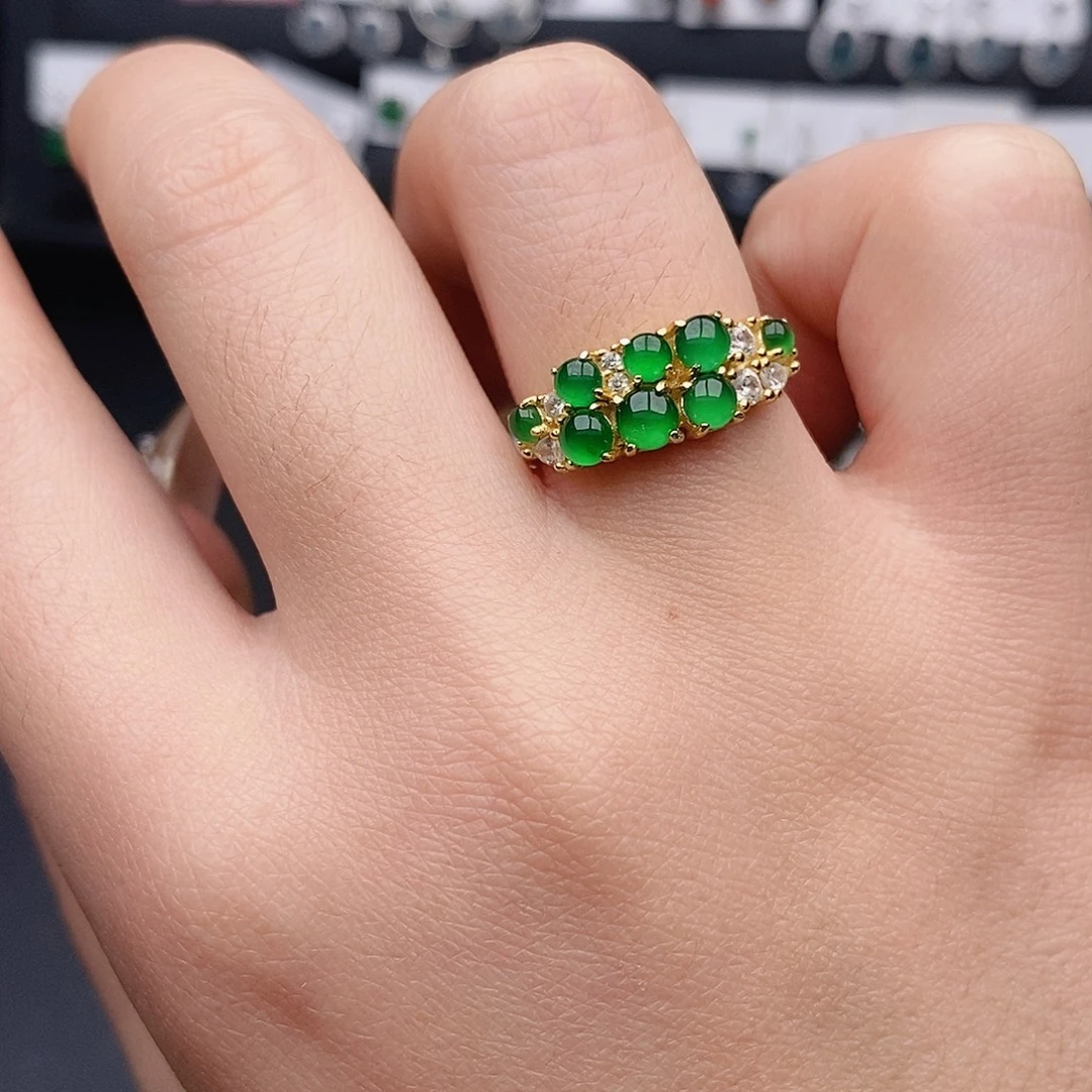 *****翡翠银S925镶嵌戒指