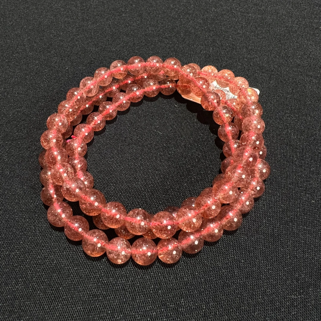 石英质玉(草莓晶)手链【多样性发一】珠径约6mm左右【A10】