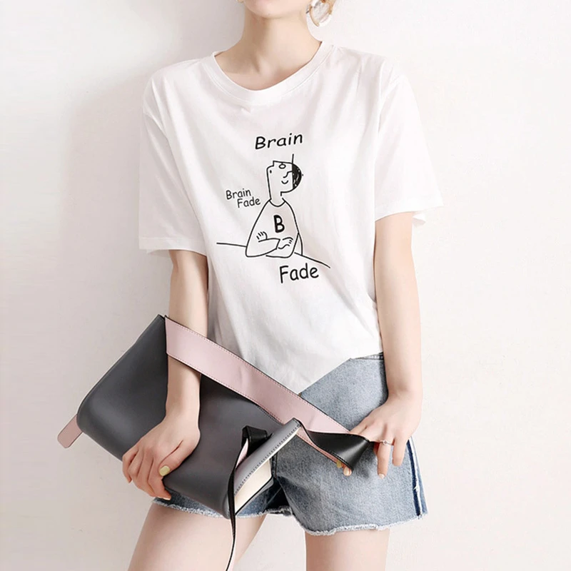 短袖t恤ins潮流女装2025夏季新款港风简约休闲上衣6275