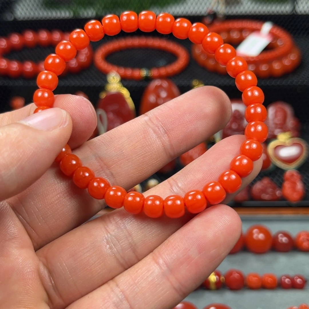 立***秋南红玛瑙未镶嵌老型手串