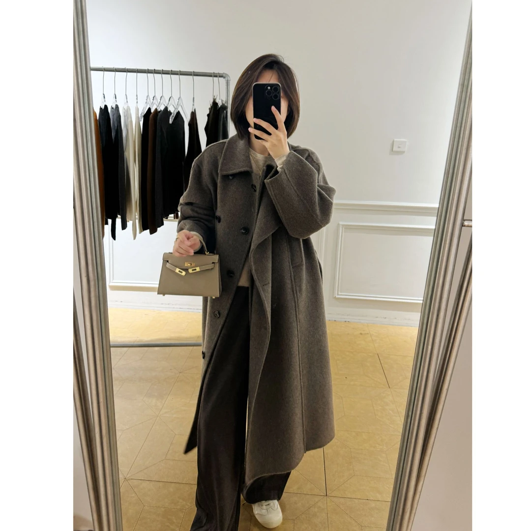 “悦YUE”致敬LEM@IRE·双面羊毛双门襟双排扣系带长款大衣