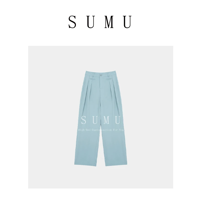 宿慕女款西装镰刀裤春夏新款百搭时尚显瘦洋气长裤直筒裤878