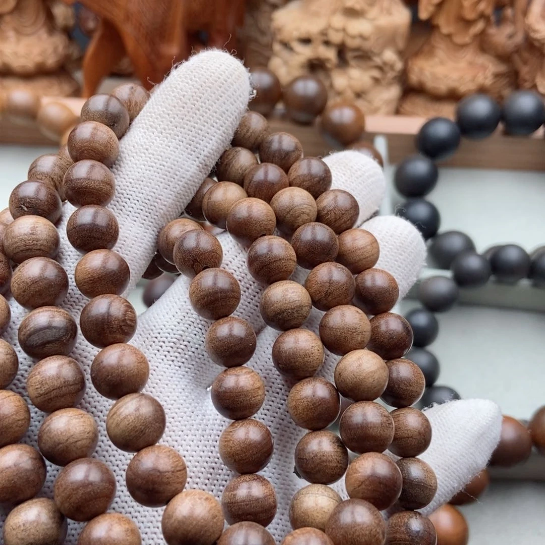 檀香木手串/手链?1.0老山檀黑肉沉焦糖瑕疵念珠