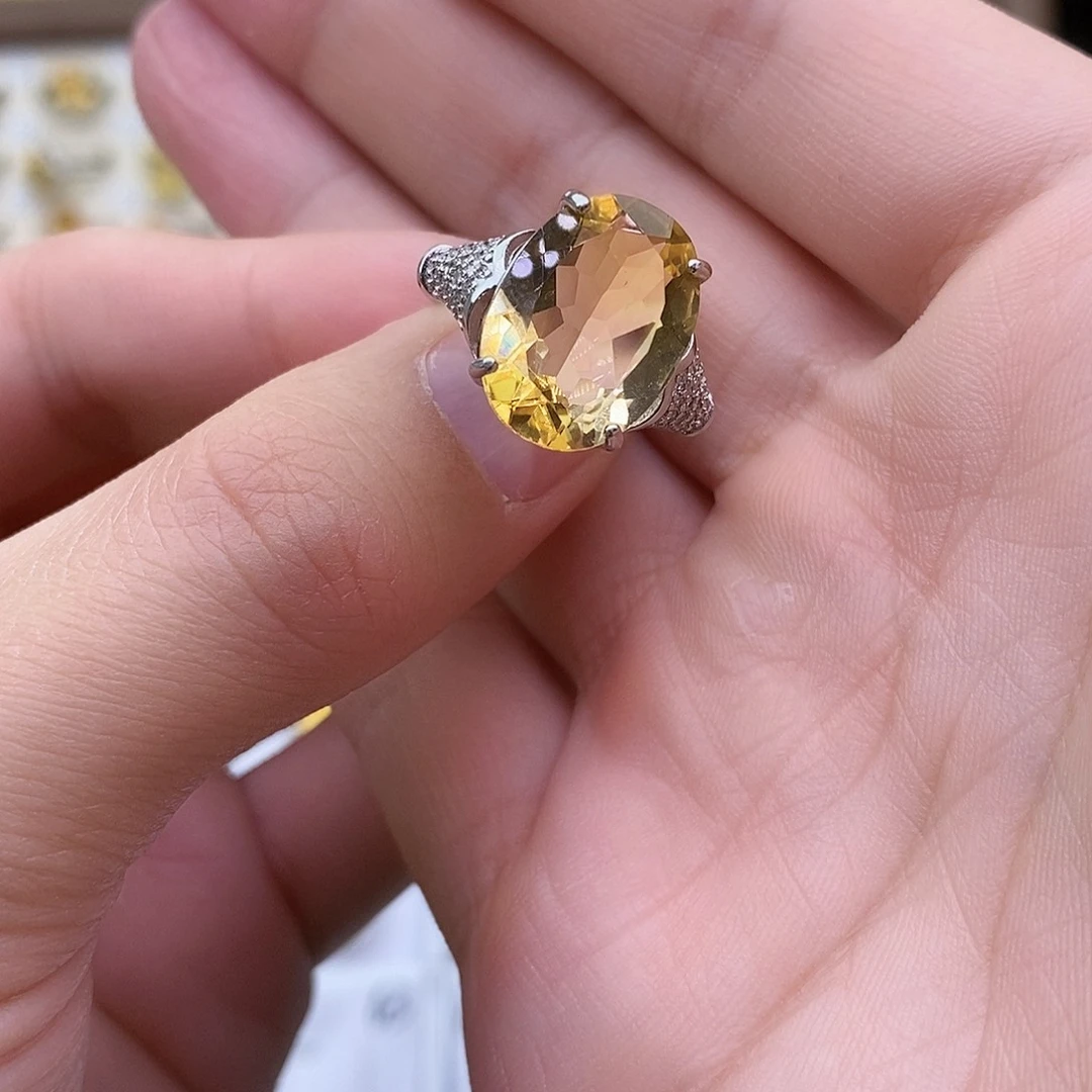 黄晶纯天然无优化黄水晶Q银S925镶嵌