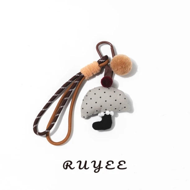 韩式ins风布艺蘑菇车钥匙扣挂件包挂饰手机链