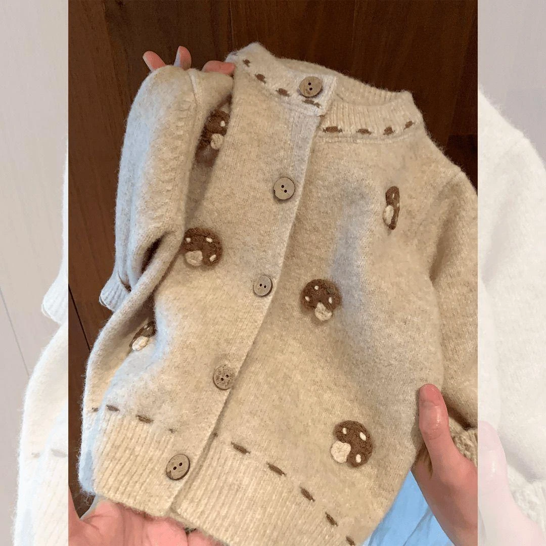 戴维贝啦女童春秋套装2025新款女宝宝秋季洋气网红毛线外套打底裤