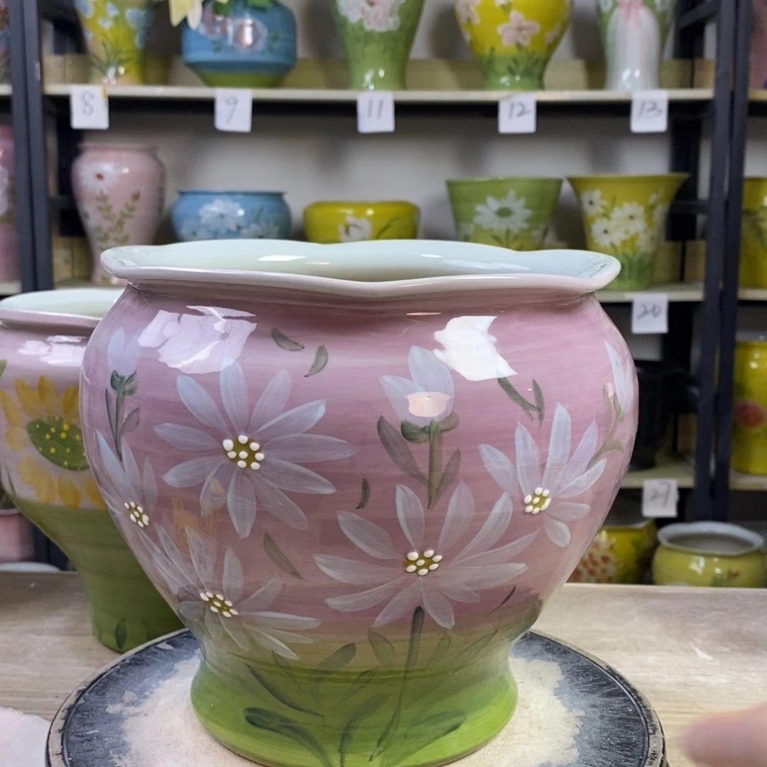 景德镇手工手绘陶瓷花盆