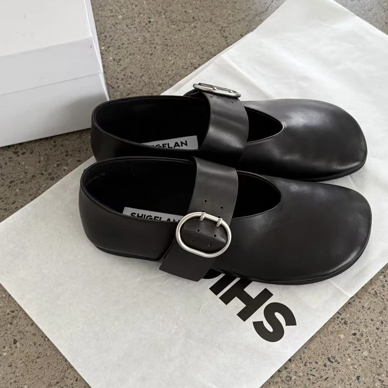 【香港kyok&Shoes官方正品】欧货皮版法式复古圆头一字带玛丽珍鞋