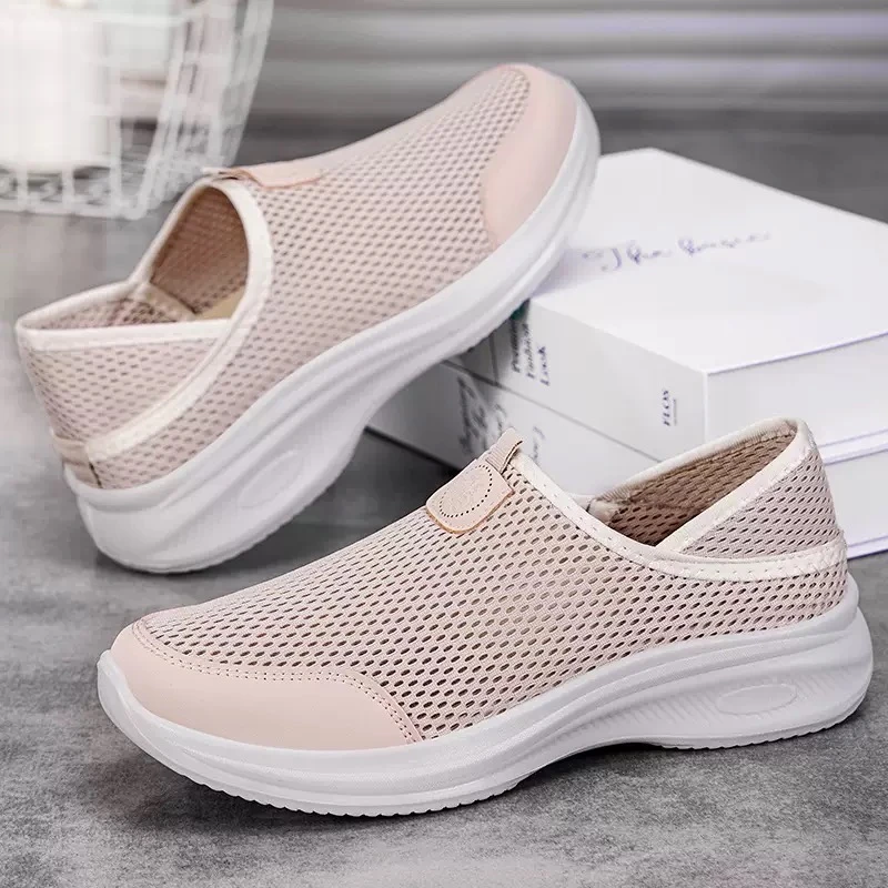 夏季新款驱蚊鞋网面透气运动鞋轻便休闲一脚蹬两穿懒人鞋网鞋