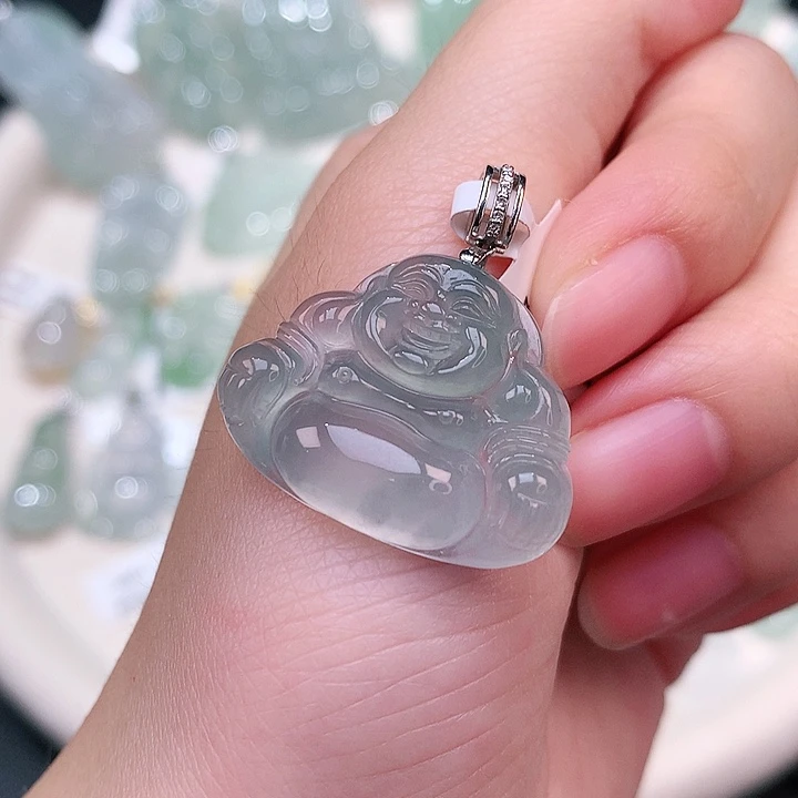 翡翠18K金镶嵌颈饰19.5-25.8-5.8