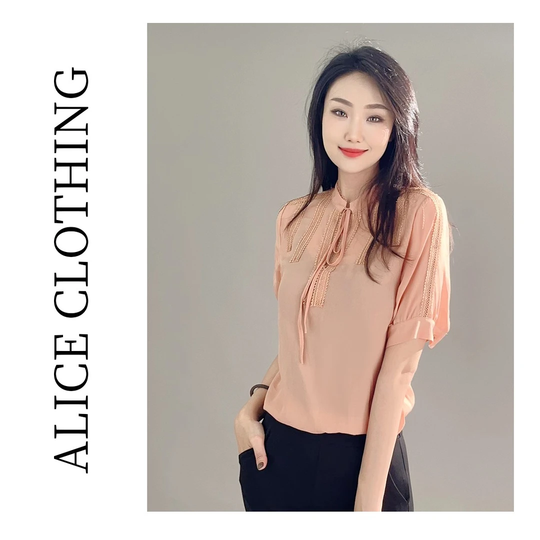 5 alicelulu 气质时尚休闲上衣女士优雅百搭圆领蕾丝S2132489G