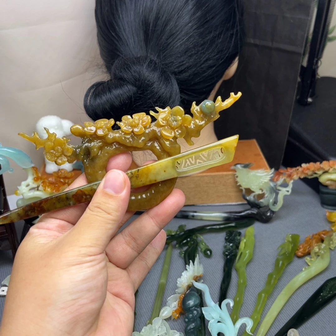 蛇纹石玉合金发饰