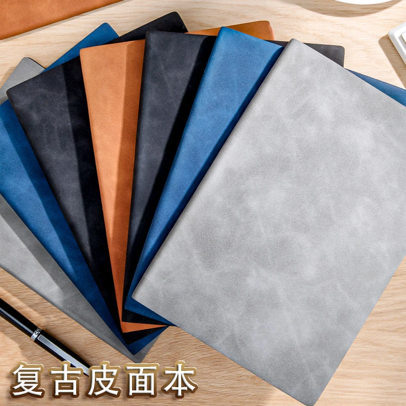 皮面笔记本本子厚本大本商务考研办公简约A5记事本精致学生a5本