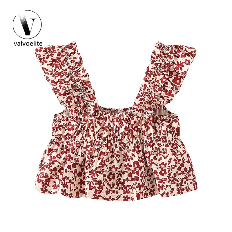 VALVOELITE时尚显瘦法式碎花短款衬衫女设计感夏小女款法式碎花