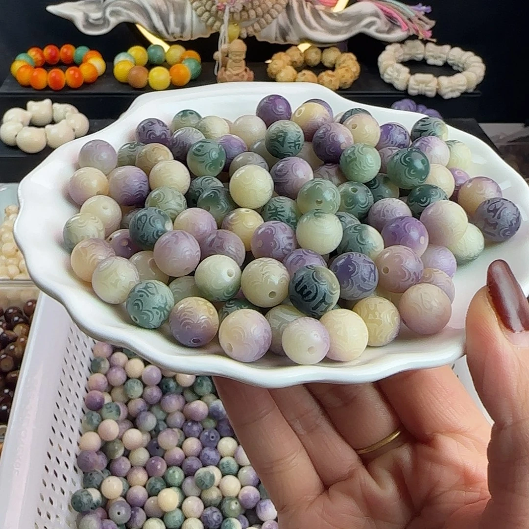 菩提根/象牙果手串卡12紫/绿飘花箴言圆100卡牌➕50备珠