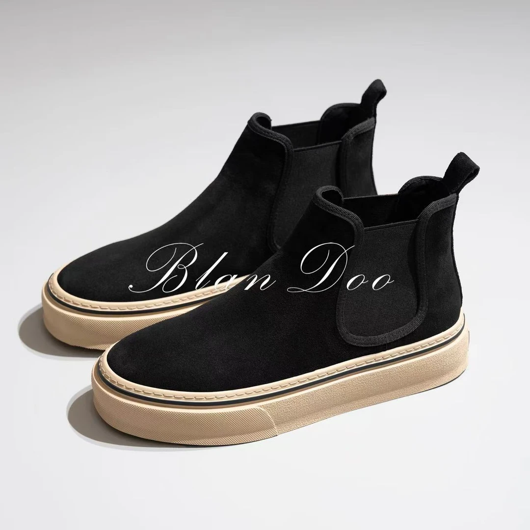 BLANDOO “商务英伦” 男士秋冬百搭撞色厚底磨砂靴9BD501