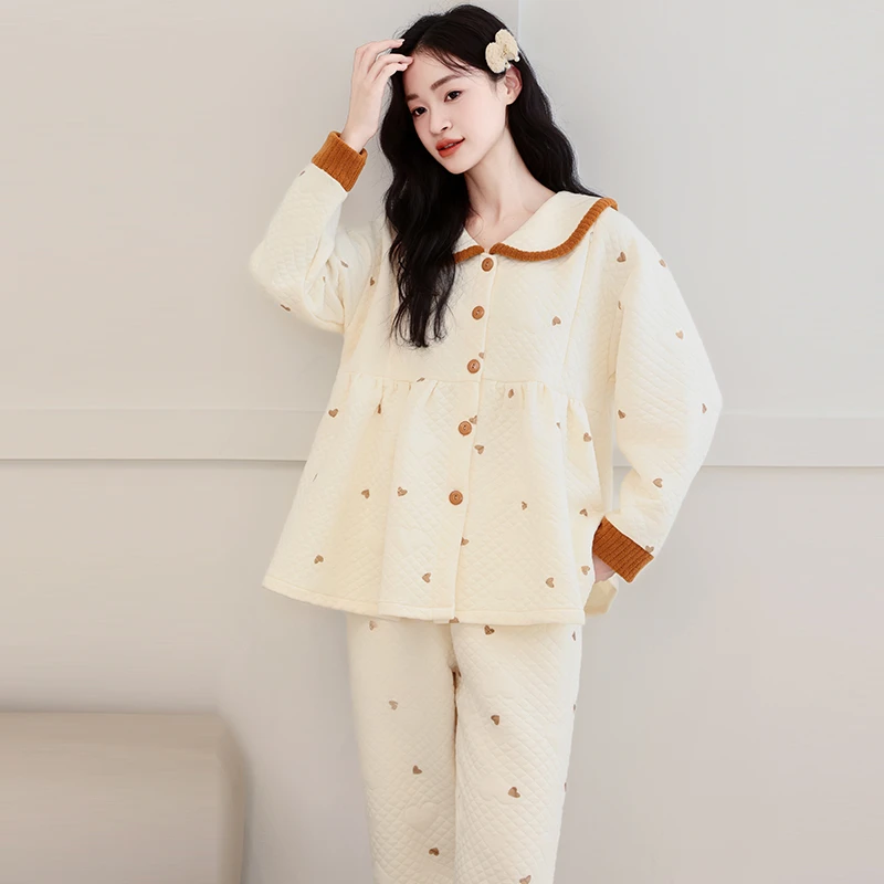 月子服保暖空气棉10-12月秋冬季产后孕妇睡衣哺乳家居服套装