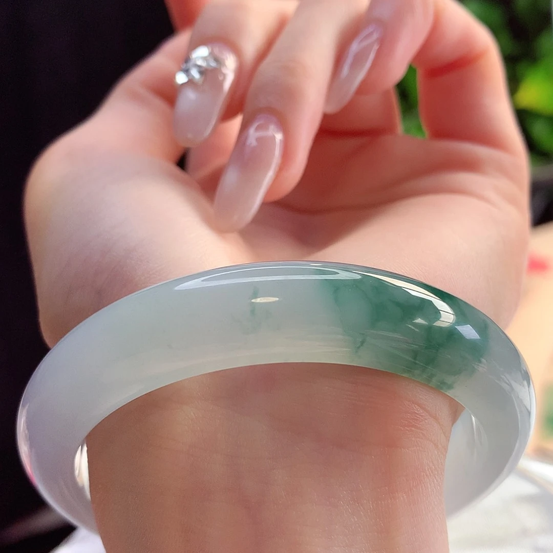 未镶嵌手镯翡翠天然A货翡翠58-59高级蓝底锦上添花42号