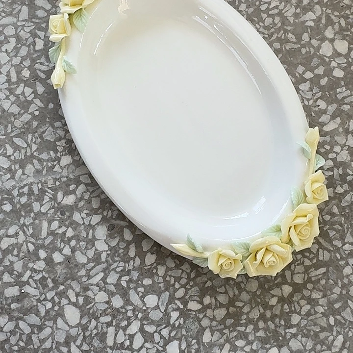 水***晶微瑕气孔捏花盘咖啡杯碟