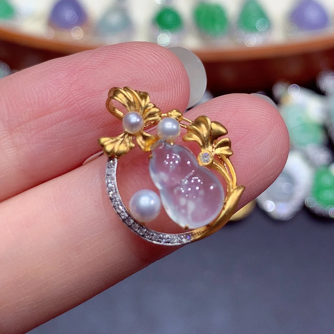 翡翠18K金镶嵌吊坠(不含链)