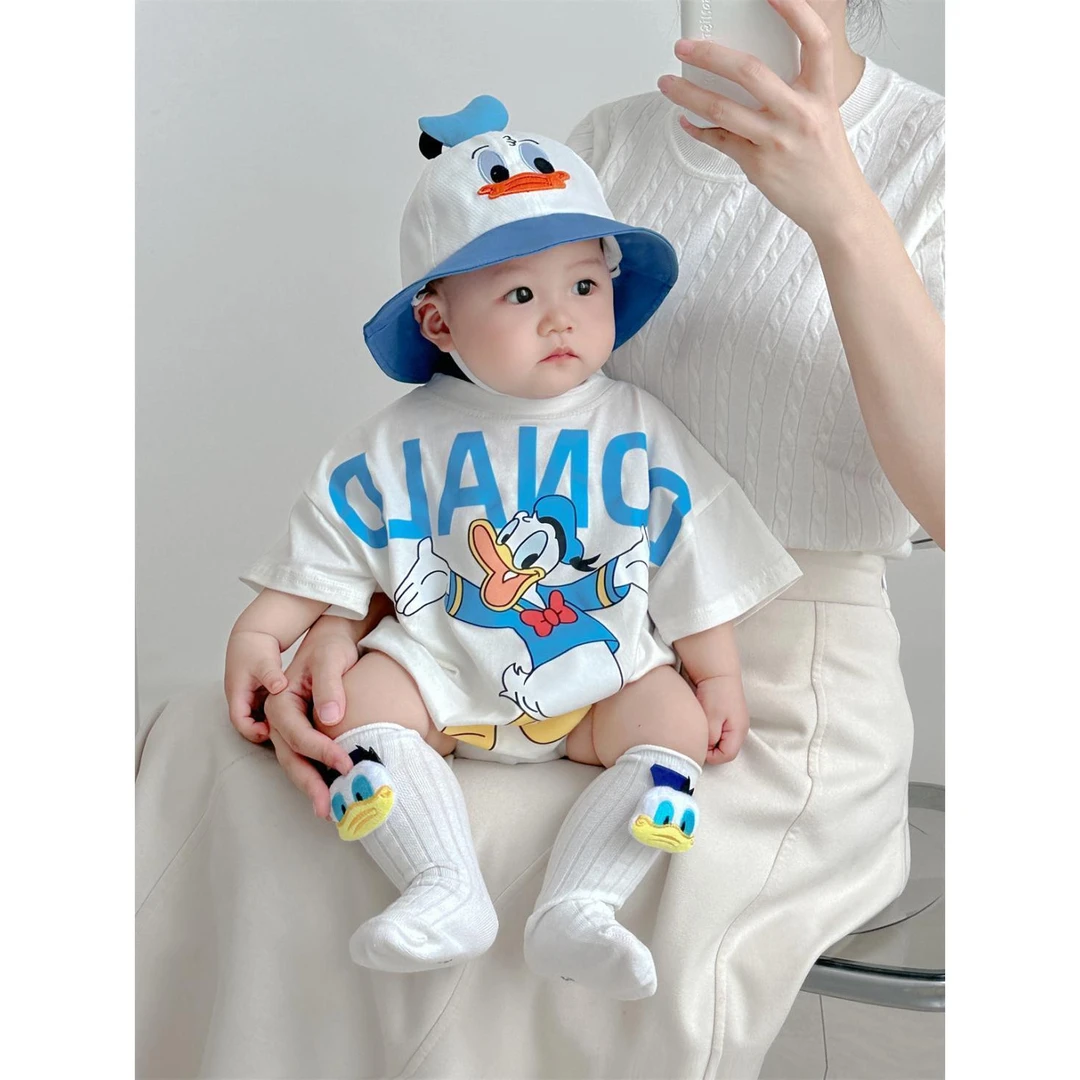 婴儿哈衣套装夏季薄款卡通包屁衣百天满月服新生儿连体衣宝宝爬服