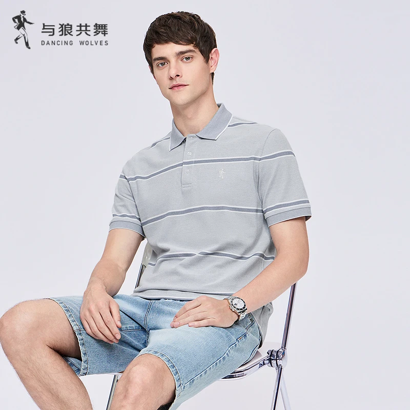 【7A级抗菌】与狼共舞25夏纯棉透气舒适亲肤T恤休闲男士短袖POLO衫
