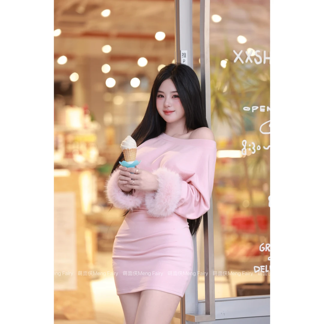 萌面侠【女团门面】纯欲拼接毛毛三穿显瘦磨毛锁温保暖连衣裙7090M
