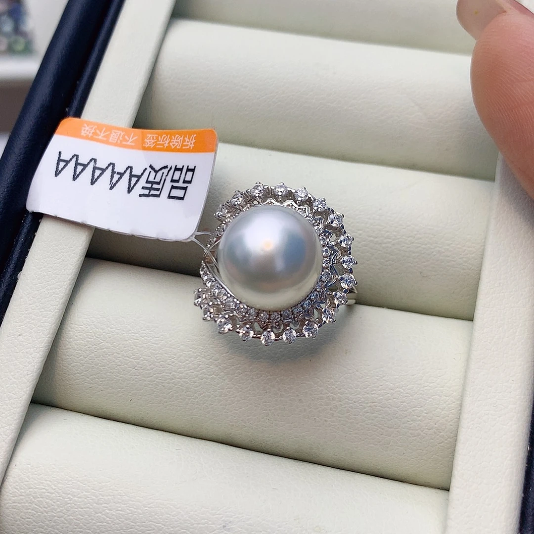 海水珍珠戒指银S925镶嵌w21
