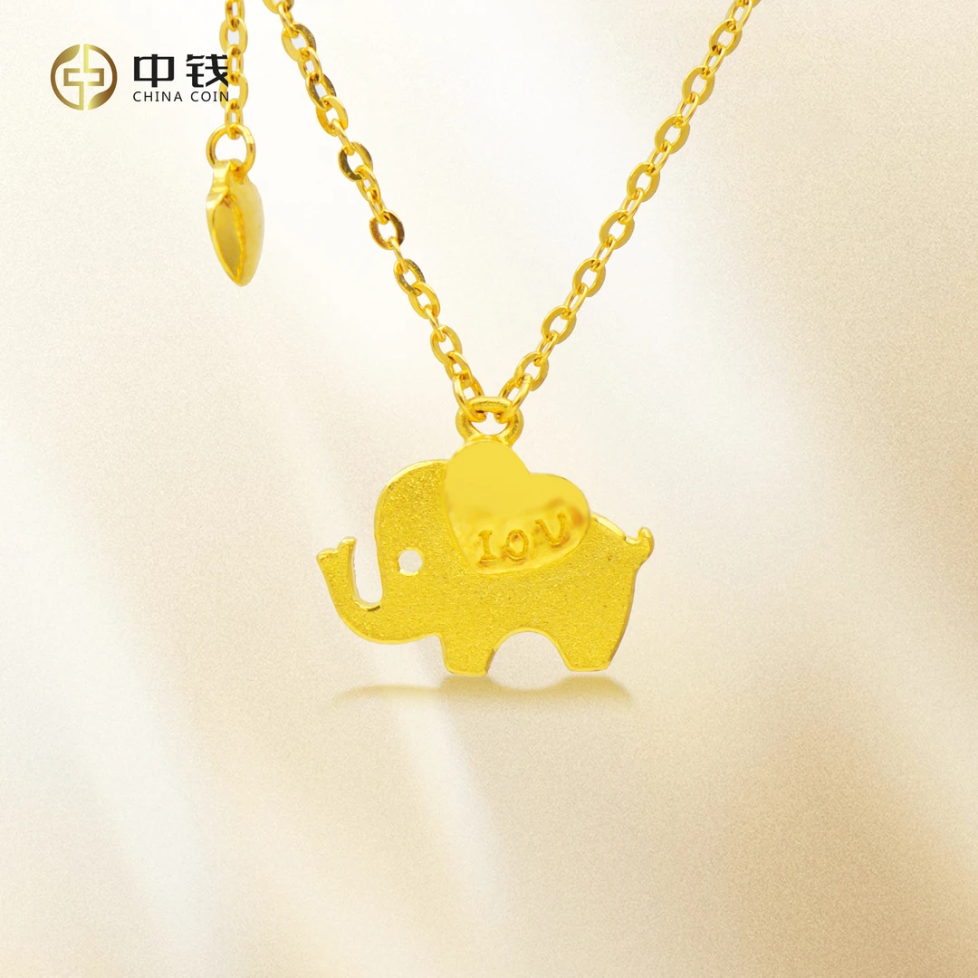 足金大象项链 黄金时尚项链
