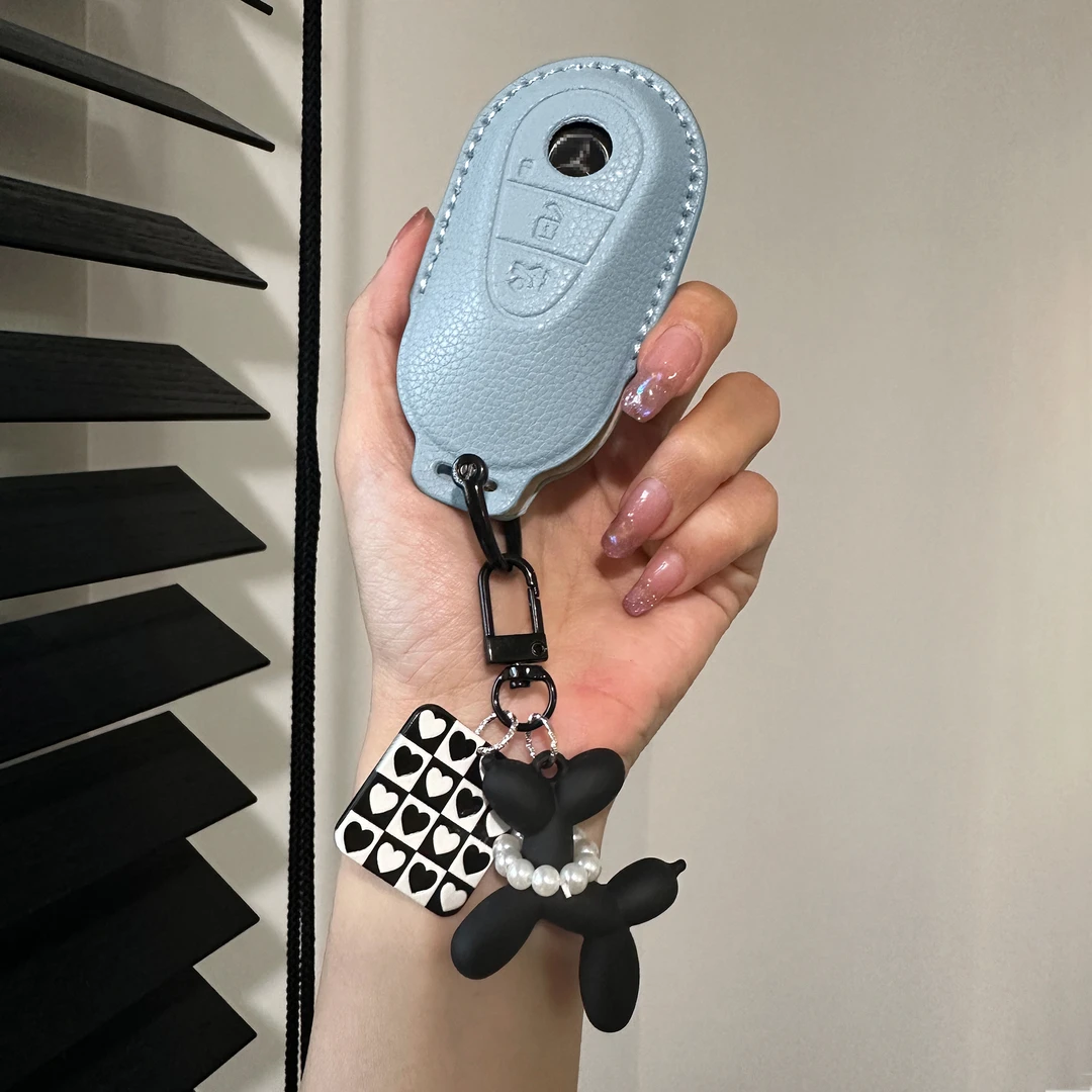 适用奔驰e300l钥匙套保护全包新款c260l真皮女生glc300l气球狗