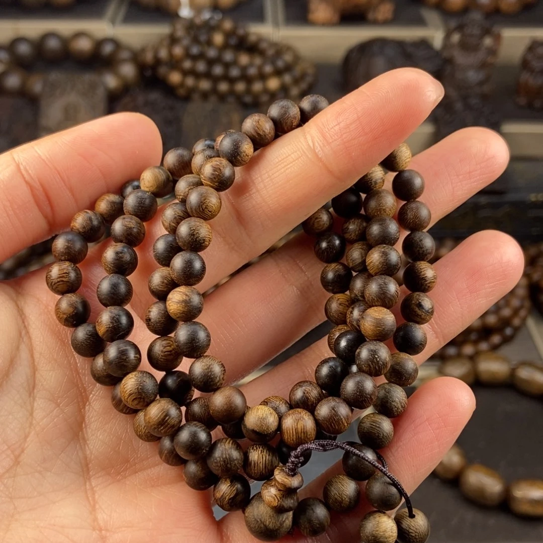 沉香手串Q**糖越南芽庄白棋楠玉化留疤