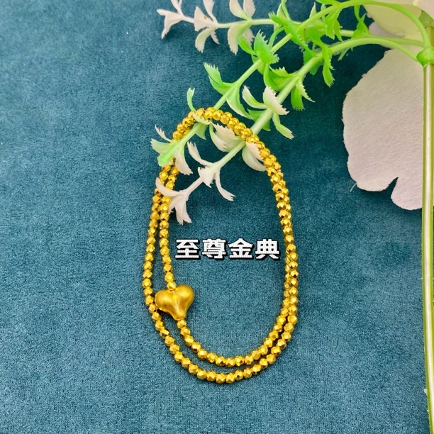 至尊金典足金9995G工艺2.5Mm 蹦迪弹力绳手串时尚百搭气质轻奢