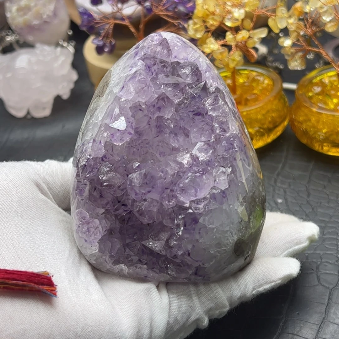 水晶珠宝半成品未镶嵌仙女紫大牙晶镇13