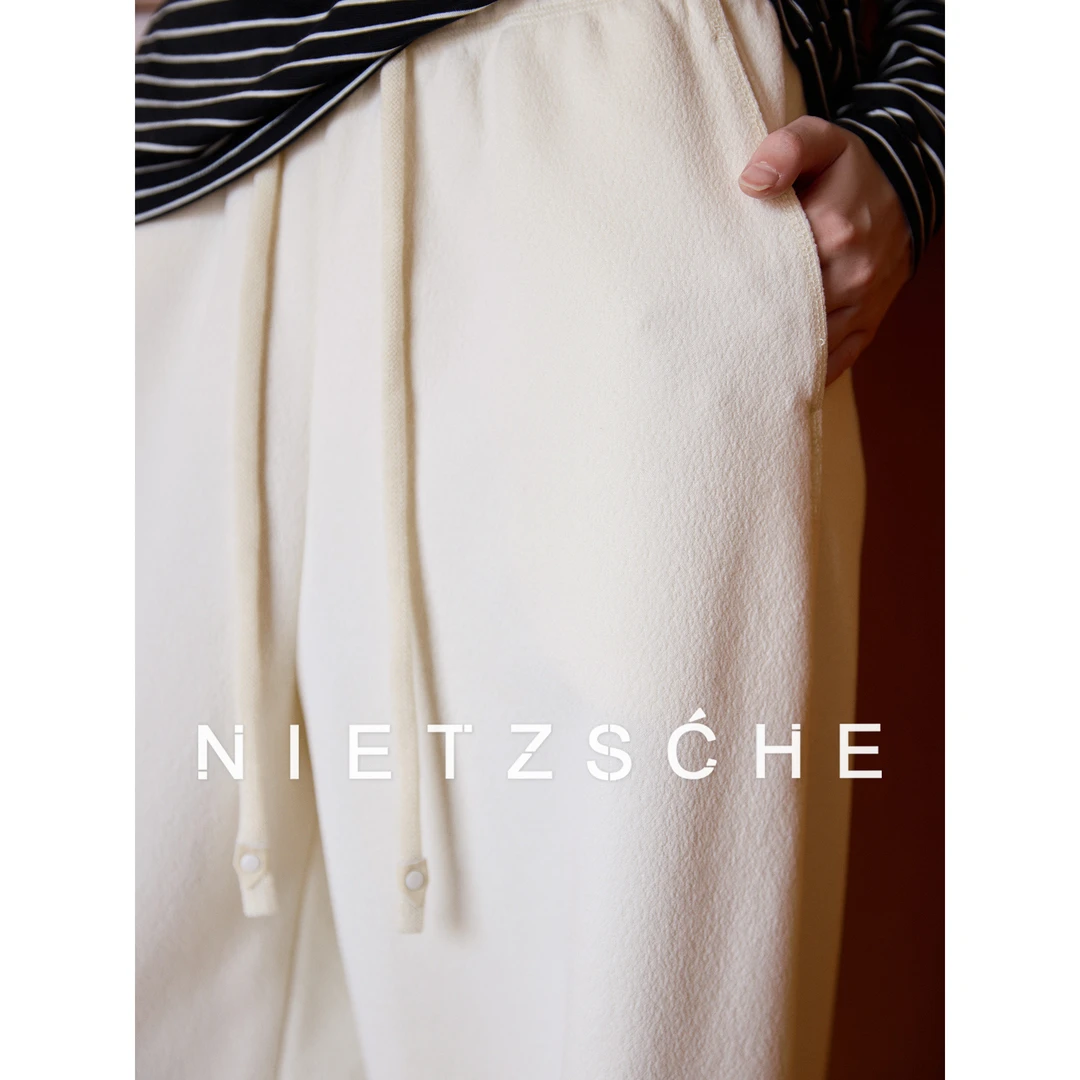 尼采 官方直营｜日常神裤｜桑蚕丝x羊毛 水波纹松弛感休闲裤50222