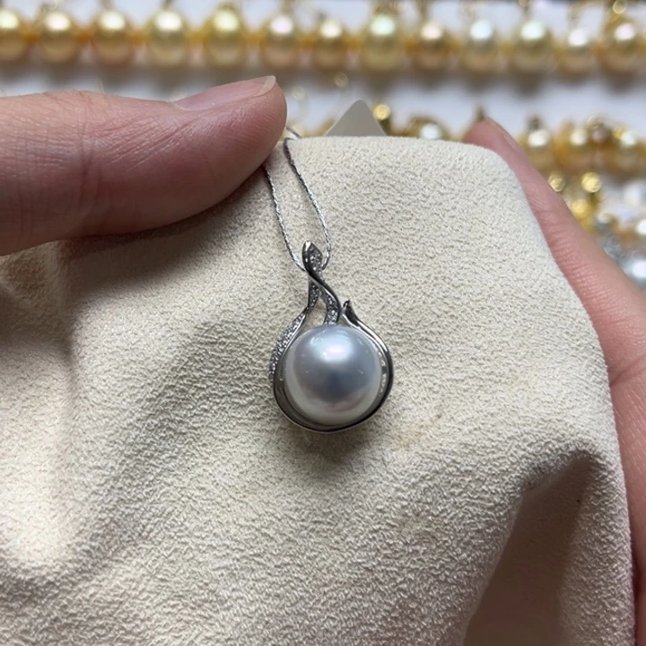 吊坠(不含链)银S925镶嵌海水珍珠11-12mm 49号
