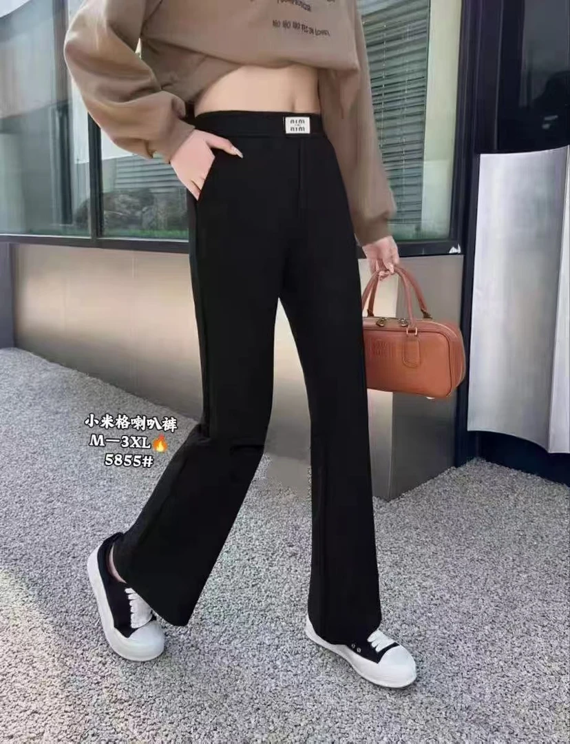 3800百搭休闲直筒垂感微喇叭裤5855