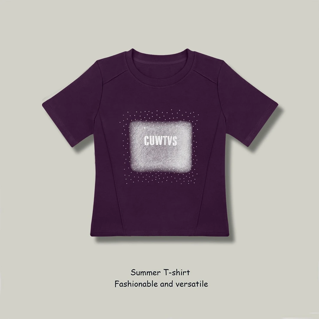 字母烫钻设计感百搭气质减龄显瘦上衣2103