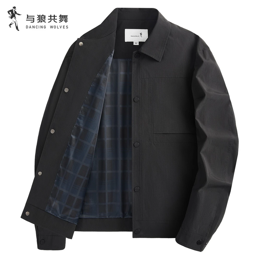 【省心三防】与狼共舞2025秋款防风商务翻领夹克百搭外套男士休闲