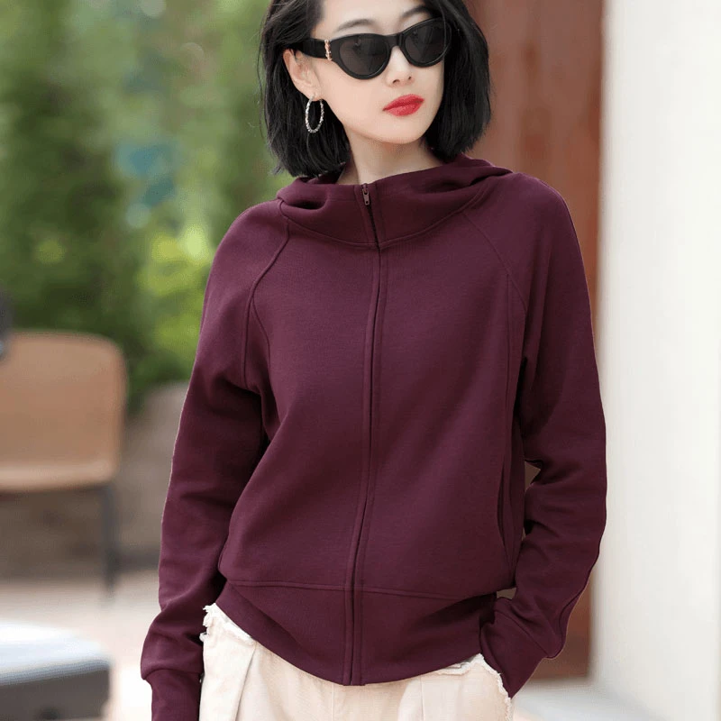 欧货短款拉链开衫女士初秋卫衣春季新款韩版长袖小个子开衫外套