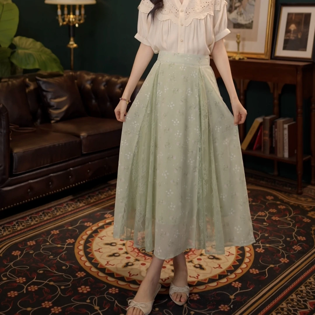 琦琦【温柔无边】港风复古半身裙显瘦高腰百搭裙子YJ1688280