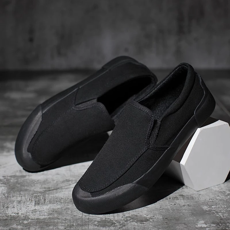 2025春季新款简约百搭帆布鞋男士一脚蹬懒人鞋轻便鞋舒适男士布鞋