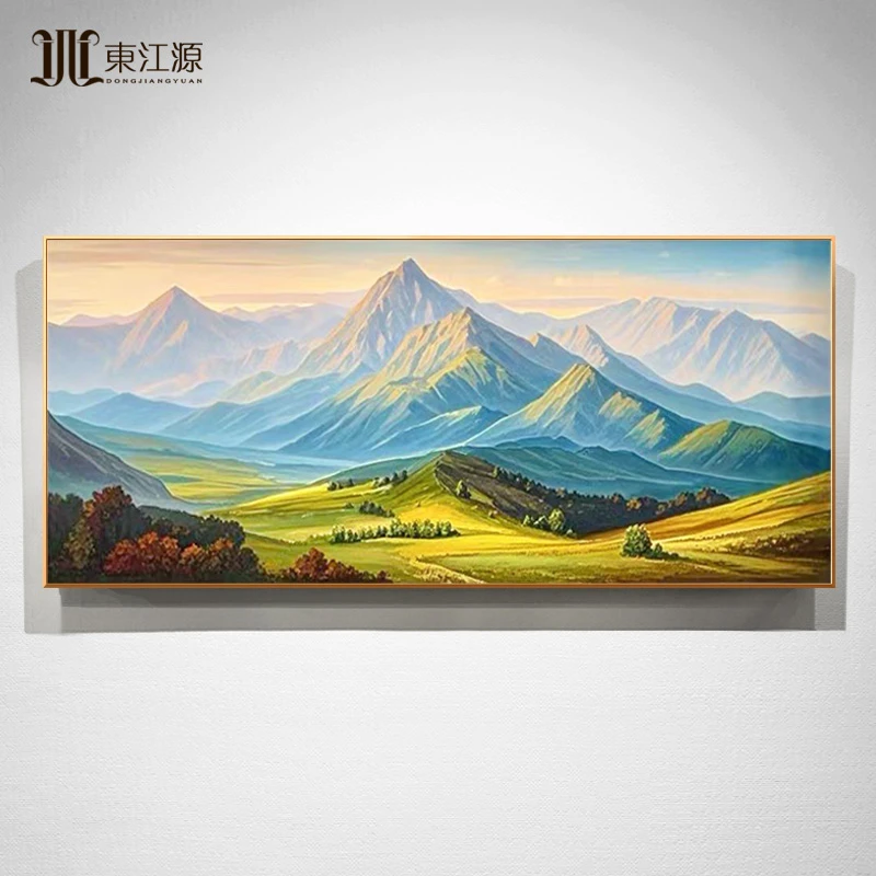 Djy手绘巨人山油画装饰画风景欧式客厅美式挂画现代简约壁画