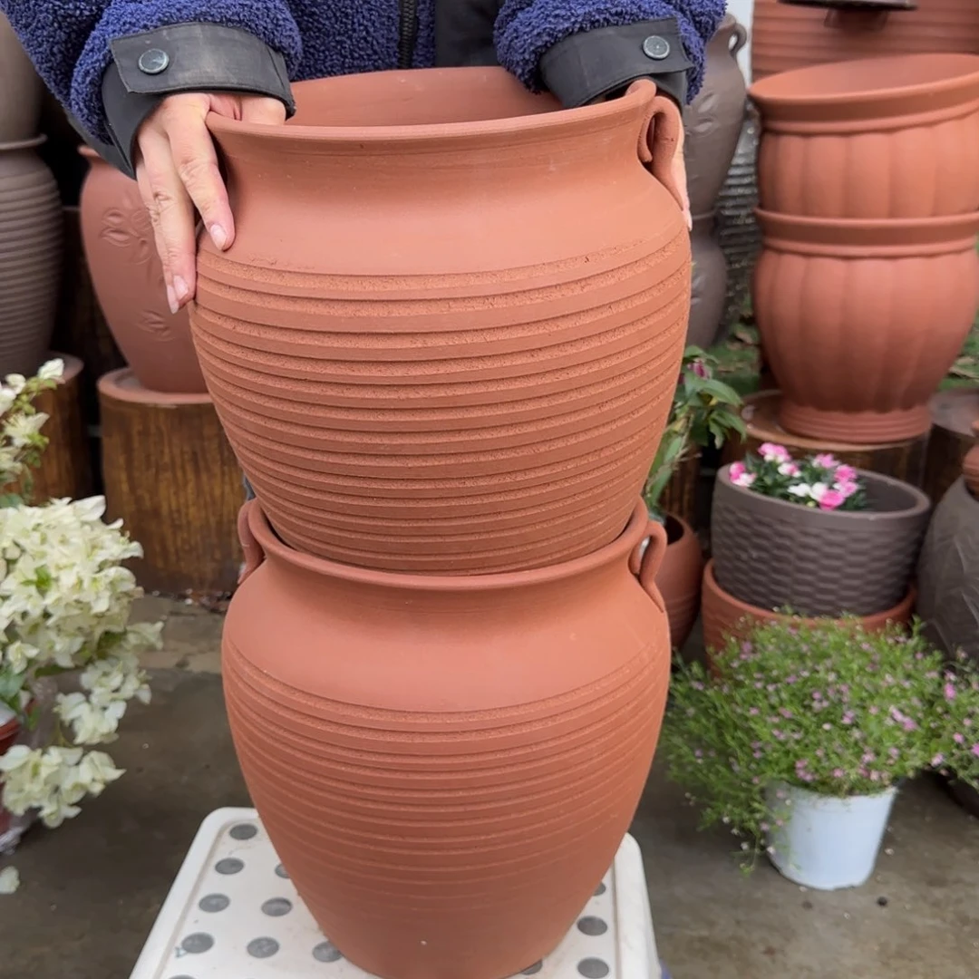 紫砂花盆口25高30宜兴紫砂