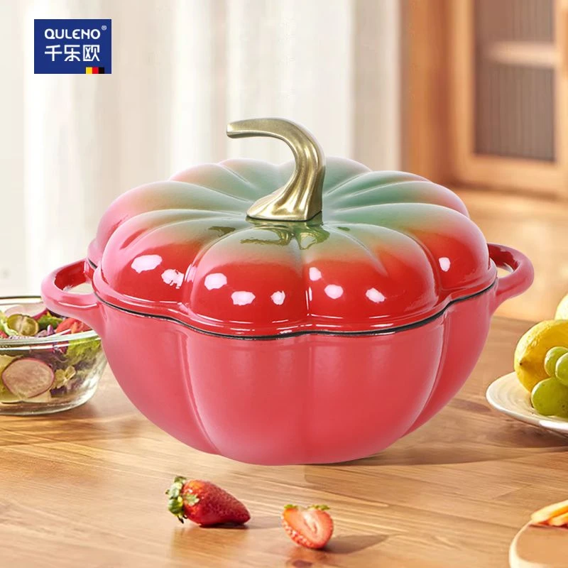 QULENO 千乐欧南瓜锅高端珐琅锅铸铁锅南瓜多功能锅汤锅蒸锅炖锅